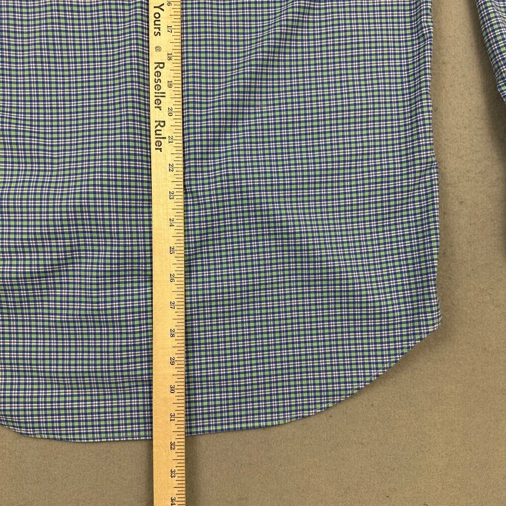 Polo Ralph Lauren Shirt Men Large Blue Plaid Performance Long Sleeve Button Up L